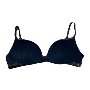 Intimissimi Lingerie Wireless Push-Up Metallic Bra in Bronze & Black, size 36C